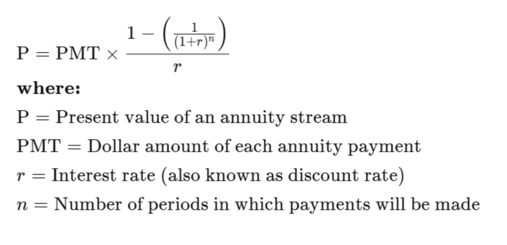 formula for the present value of an annuity